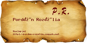 Pordán Rozália névjegykártya